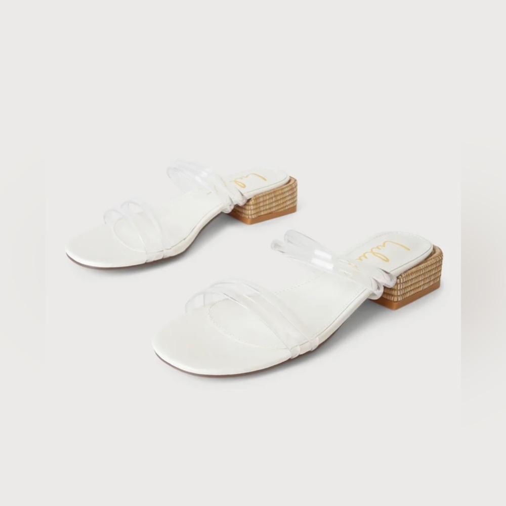 Macalano White Clear Woven Heel Flat Sandals